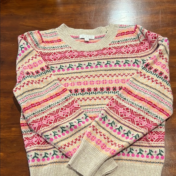 J. Crew Pink and Red Fair Isle Crew Neck Sweater - Picture 4 of 4